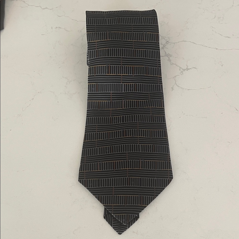 Van Heusen Black and Gray Striped Tie